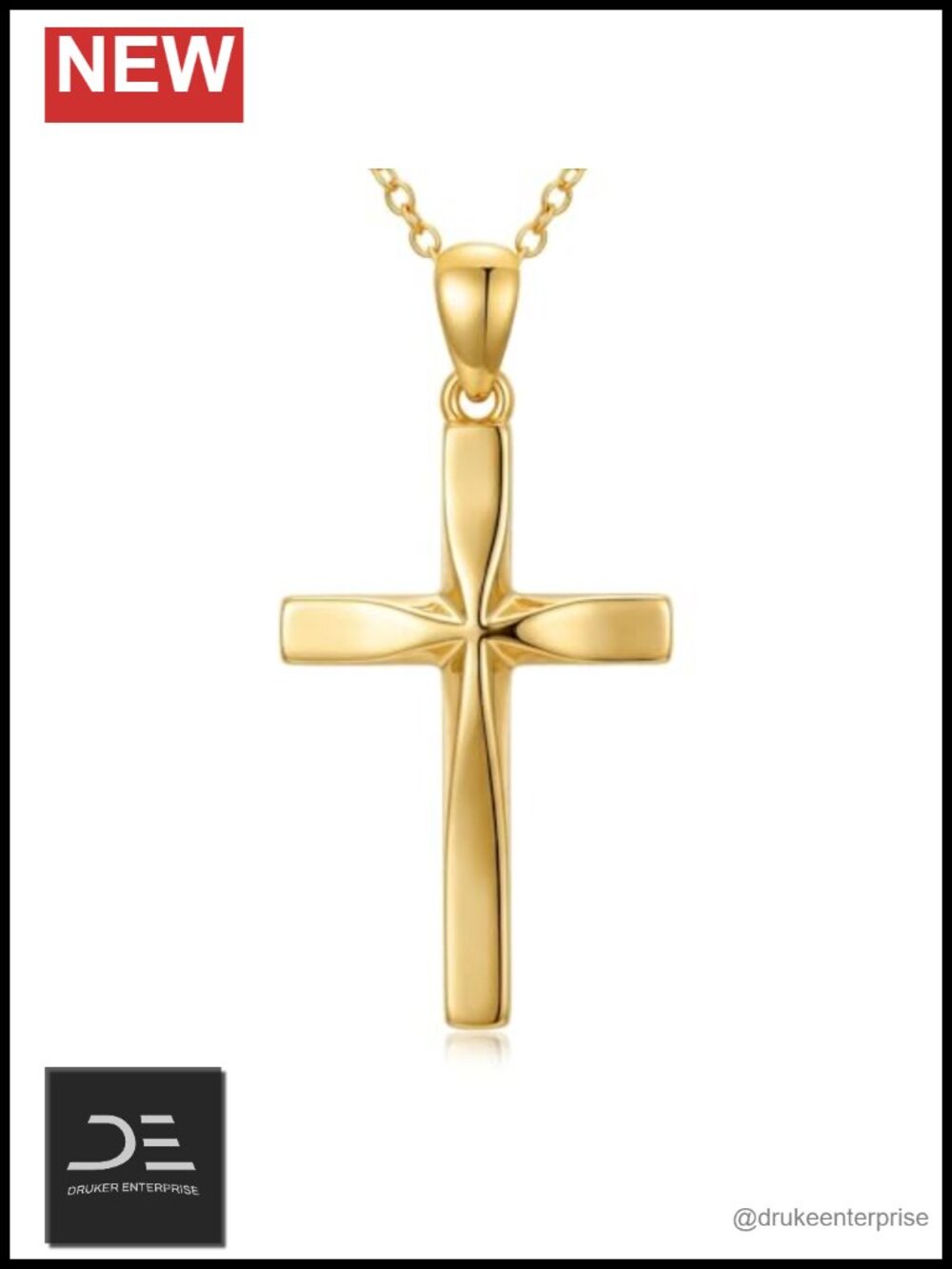 18K Gold Cross Pendant Necklace Religious Jewelry Gift for Women